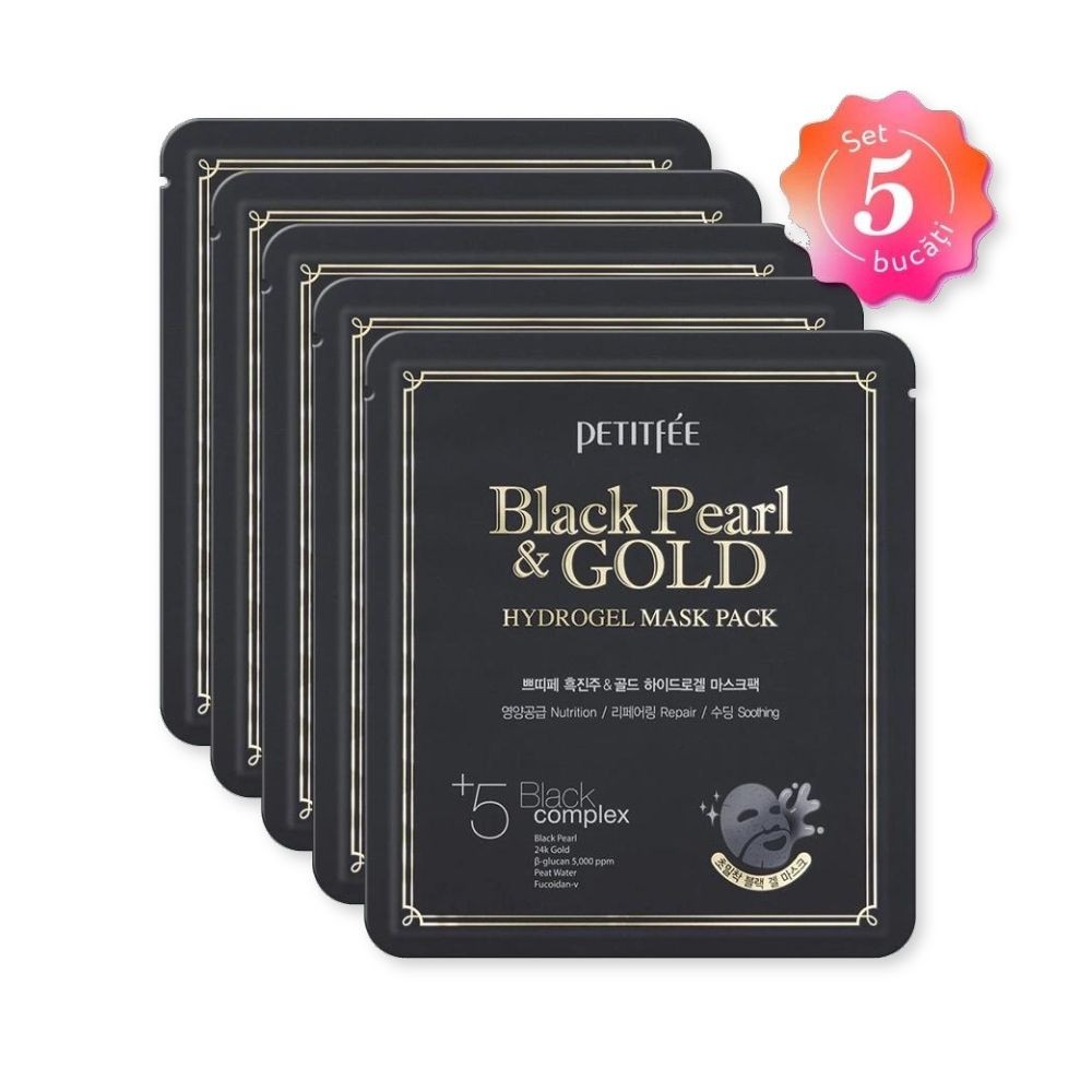PETITFEE BLACK PEARL & GOLD Hydrogel Mask Pack 32g x 5 buc